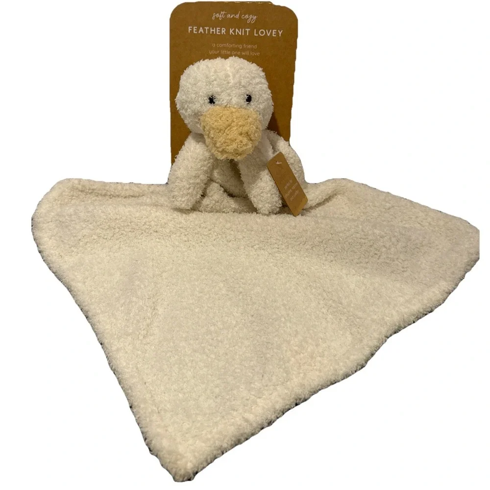Levi & Emmie Baby Duck Goose Chick Plush Feather Knit Lovey Security Blanket NEW